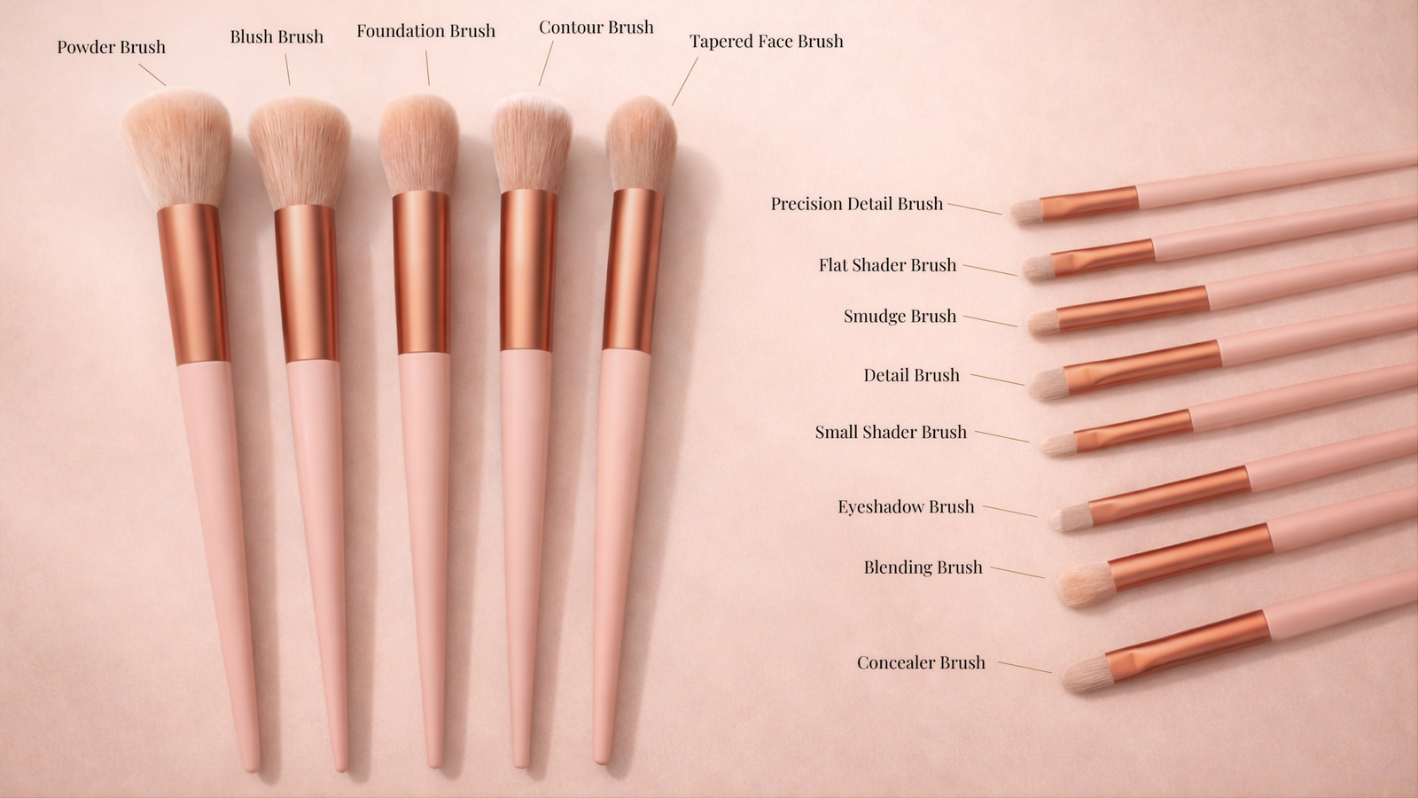 Makeup brush set overview