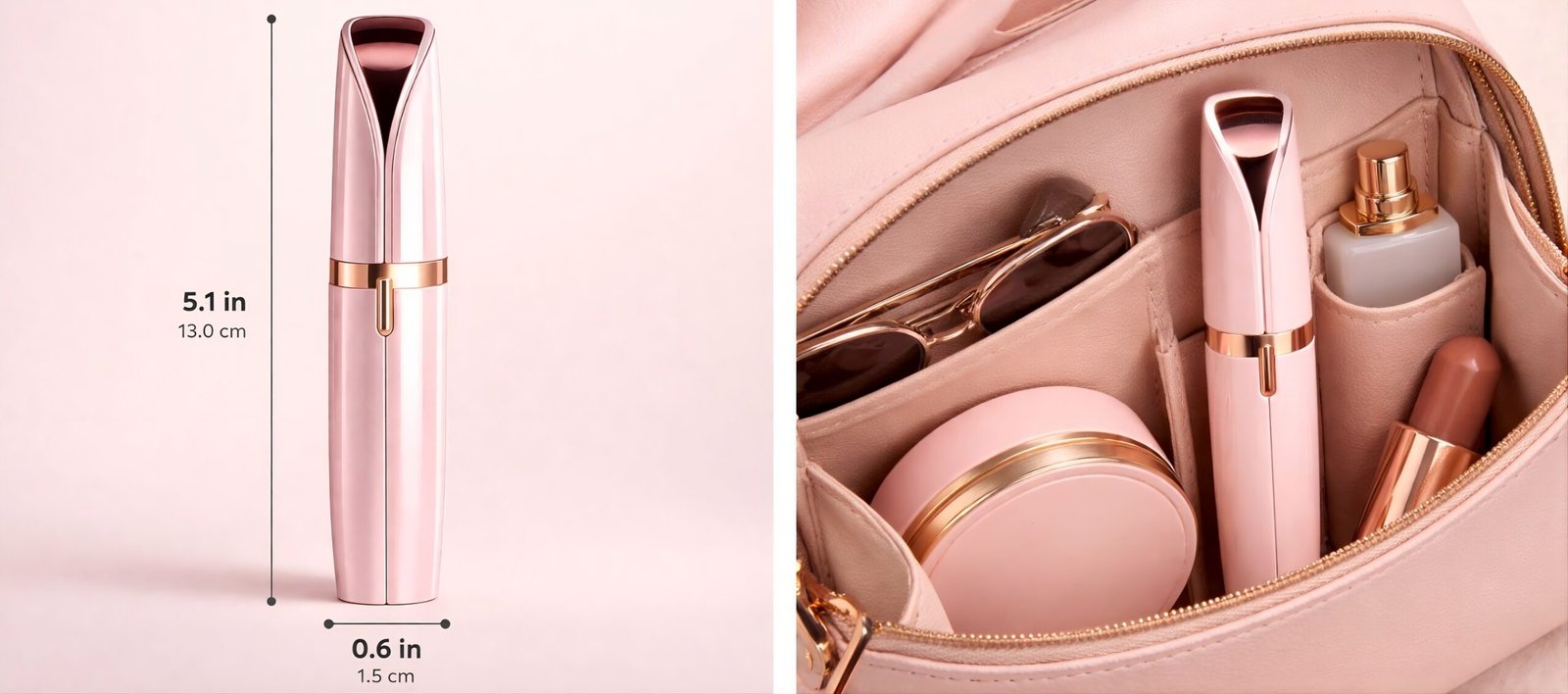 Eyebrow trimmer in makeup bag