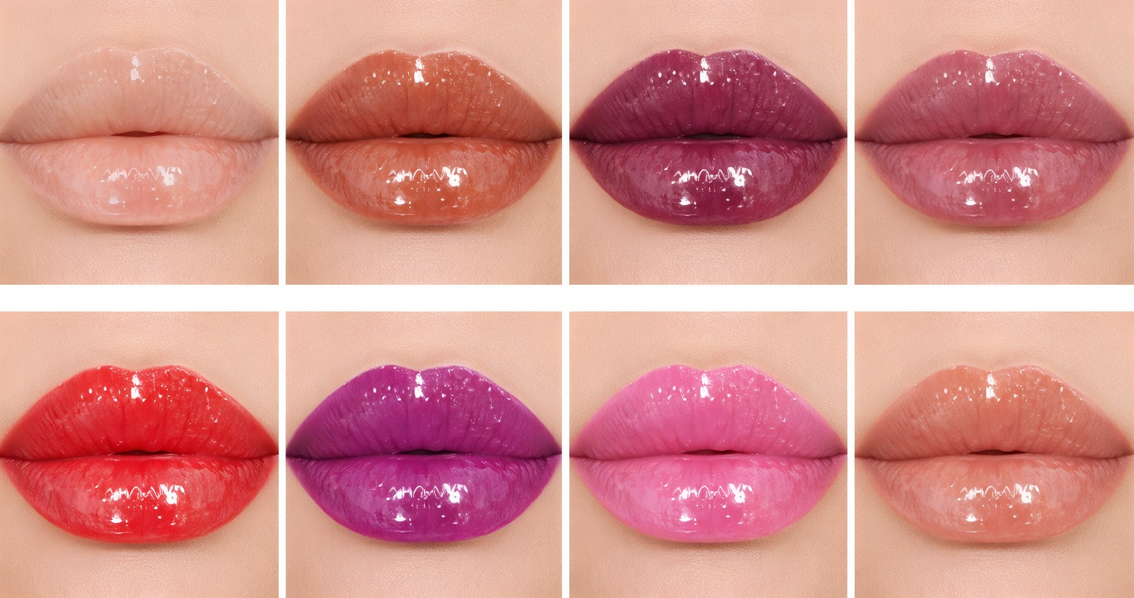Glossy lip color showcase